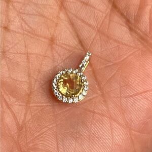 LaFonn Citrine Halo Pendant  TR Gold simulated diamonds